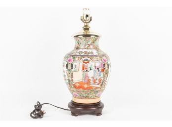 Chinese Rose Famille Lamp