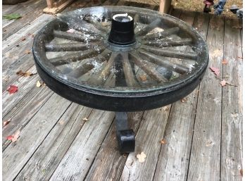 Very Unique Custom Made Antique Iron And Wagon Wheel Table