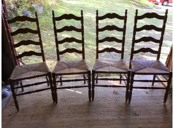 Beautiful Solid Set Of 4 Ladder Back Chairs