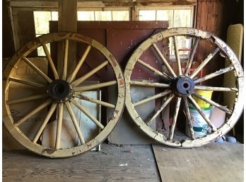 Enormous WOOD WAGON Wheels