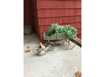 Small Wagon And Watering Can Lot
