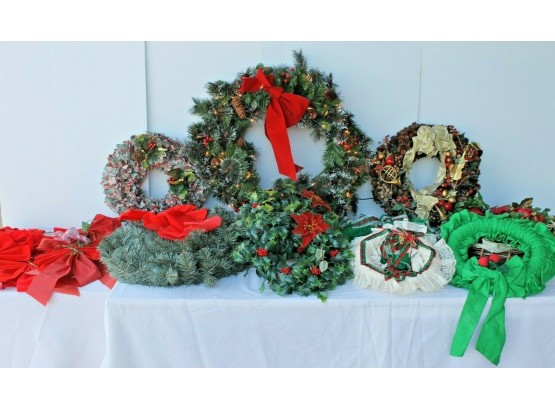 Red Bows And Decorative Wreath's Large Lot