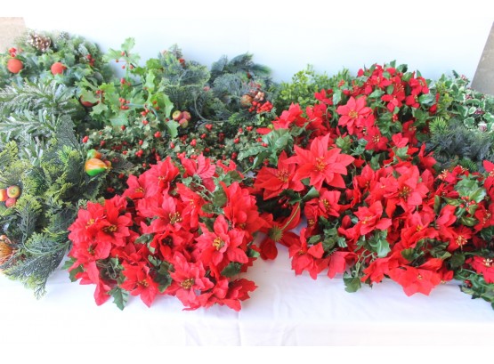 Huge Collection Of Christmas Poinsettia, Holly Garland & Wreath's
