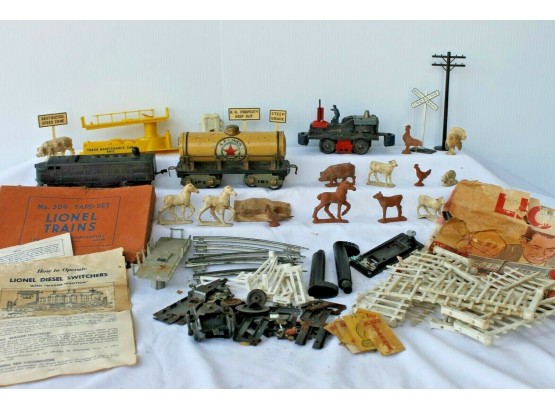 Vintage Lionel Train Accessories With 309 Yard Set, Maintenance Car, Brochure & Paperwork, Misc. Parts & More