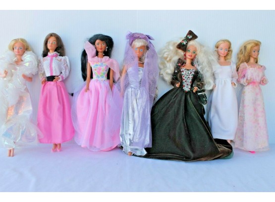 Group Lot Of 7 Vintage Barbie Doll's Including Holiday Barbie Etc.