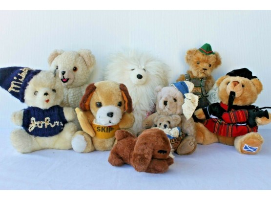 Collectible Lot Of 8 Plush Animals From Keer Toys, Bantam, Jerry Elsner, Snuggle, Bearcraft Etc.