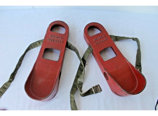 Vintage Red Weider Iron Exercise Boots With Straps