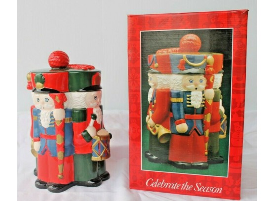 Celebrate The Seasons Musical Nutcracker 12' Cookie Jar With Box