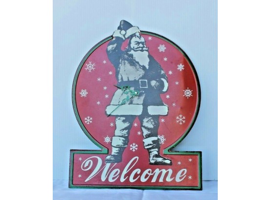 Cool Tin Santa Welcome Clock