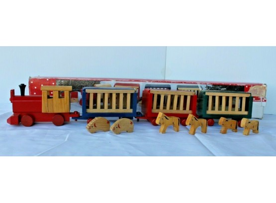 International Christmas Wooden Train Set By International Silver Company