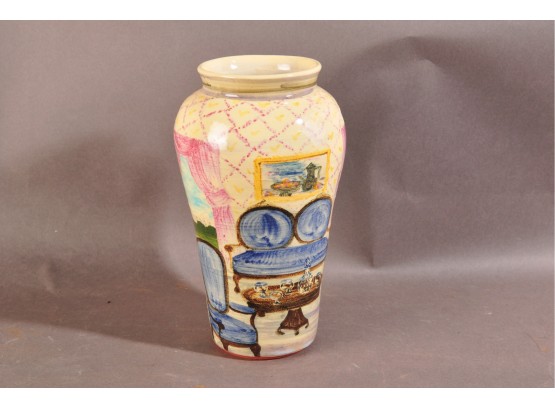 Hand Painted Ceramic Vase By Lawrence '85