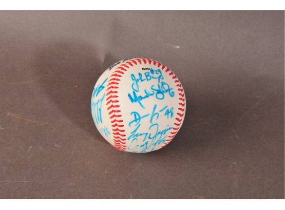 Signed Baseball Rawlings In Mostly Blue Ink