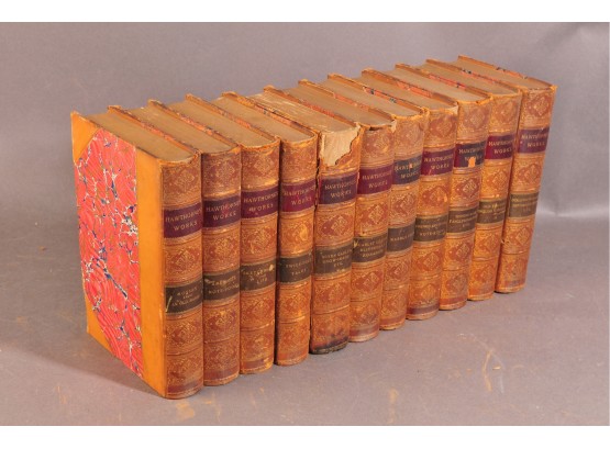 Antique Leather Bound Books Nathaniel Hawthorne Works