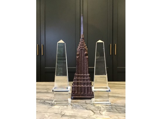 Two Glass Obelisk And Empire State Building