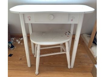 One Drawer Desk/vanity With Stool