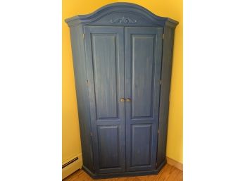 Blue Painted Two Door Corner Cabinet