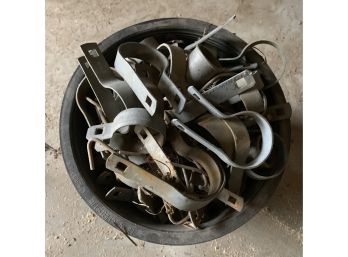 Bucket Of Brackets For A Chain Linked Fence