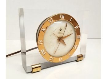 Lucite Mid Century Modern Clock By Telechron