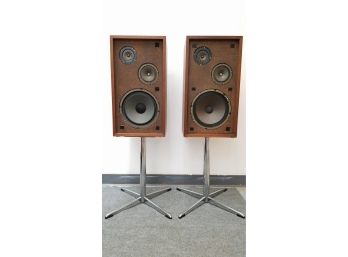 Vintage Polished Chrome Mid Century Speaker Stands. Speakers Not Included