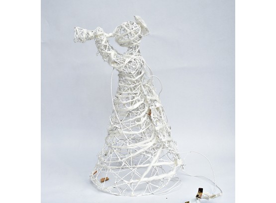 Lighted Holiday Angel; Natural Material 'wicker'