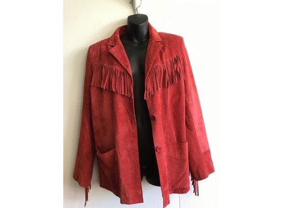 Red Vintage Suede Fringe Jacket