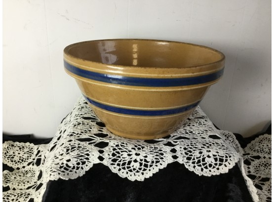 Large Blue And White Yellow Ware Bowl
