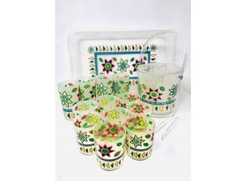 Sun Country Glassware Set With Matching Ice Bucket And Serving Tray