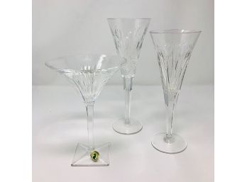 Set Of Three Mixed Waterford Crystal Glasses
