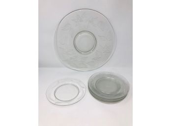 Glass Etched Plates With Complementary Serving Dish