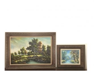 Two Original Impressionist Paintings In Custom Wooden Frames