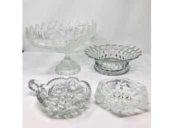 Lot Of Four Miscellaneous Etched Vintage Crystal Bowls
