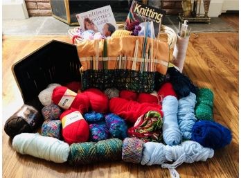 Knitter's Dream - Yarn, Needles, And Book Collection
