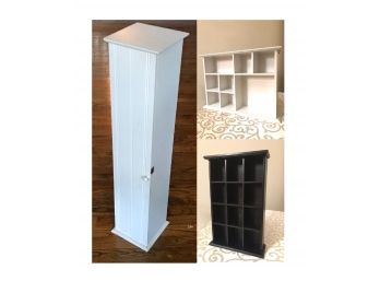 Narrow Storage Cabinet And Small Sectioned Shelf Units