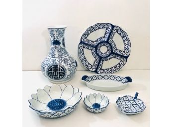 Vintage Blue And White Mixed China Collection