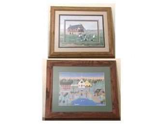 Two Framed Folk Art Paintings  - Ann Mount & Colleen Sgroi