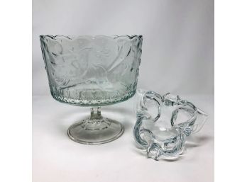 Dove And Butterfly Trifle Bowl  With Glass Butterfly