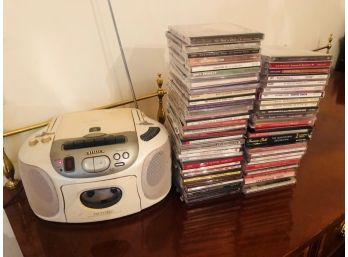 Aiwa Radio / CD / Cassette Player With Assortment Of CDs