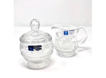 Vintage 24% Lead Crystal Creamer And Sugar Bowl From Crystal Clear Industries In Poland