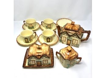 Vintage Handpainted Keele Street Pottery (KSP) English Cottage Ware Tea Set From Straffordshire, England