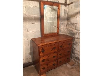 Vintage Solid Wood Chest Of Drawers With Matching Mirror [SEE NOTE]