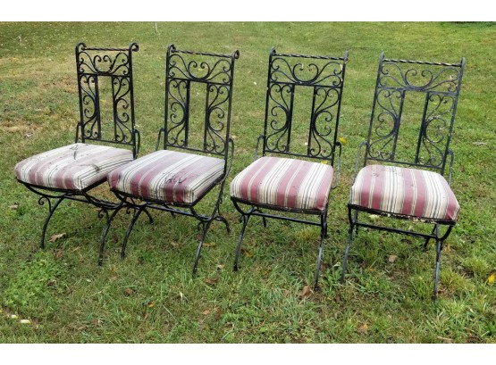 1970's Hollywood Regency Wrought Iron Chairs