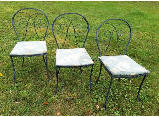 Three Vintage Wrought Iron 'Ice Cream' Chairs