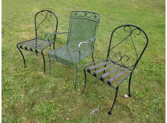 Vintage Wrought Iron Chair Trio