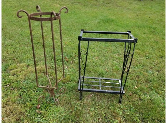 Vintage Wrought Iron Plant Stand And Console Base