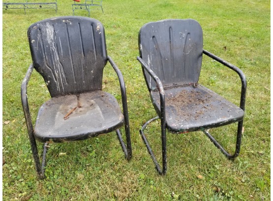 Pair Vintage Tubular Steel Resort Chairs #2