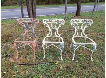 Trio Vintage Cast Aluminum Neoclassical Side Chairs