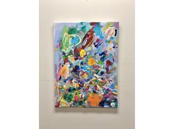 Original Kristina Zallinger Mixed Media Abstract Painting Titled 'Color Whiplash'