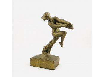 Vintage Gold Colored Sculpture Of Woman