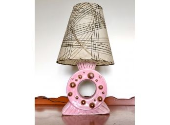 Mid Century Ceramic Lamp With Original Shade