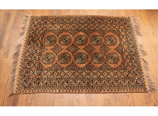 Hand Knotted Area Rug With Fringe (3'1' X 4'6')